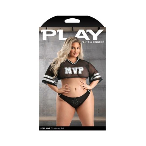Fantasy Lingerie Play Real Mvp Cropped Jersey Top & Lace Up Panty Costume 1xl/2xl Fantasy Lingerie Play Real Mvp Cropped Jersey Top & Lace Up Panty Costume 1xl/2xl