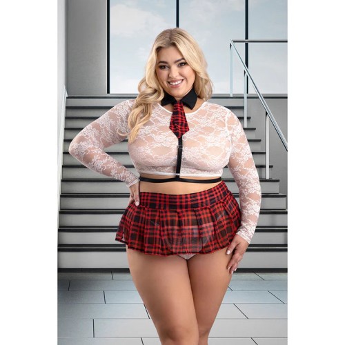 Fantasy Lingerie High Standards 4-Piece School Girl Costume Set Red XL/2XL Fantasy Lingerie High Standards 4-Piece School Girl Costume Set Red XL/2XL