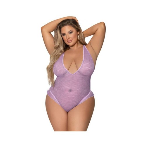 Magic Silk Girl Next Door Plunge Teddy Lilac Queen Size Magic Silk Girl Next Door Plunge Teddy Lilac Queen Size