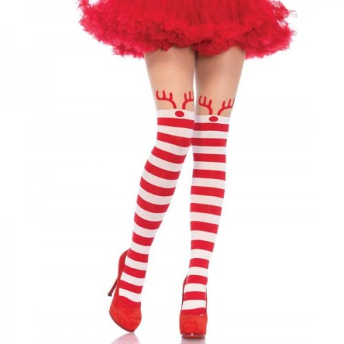 Rudolph Reindeer Stripe Thigh Os Red/wht Rudolph Reindeer Stripe Thigh Os Red/wht