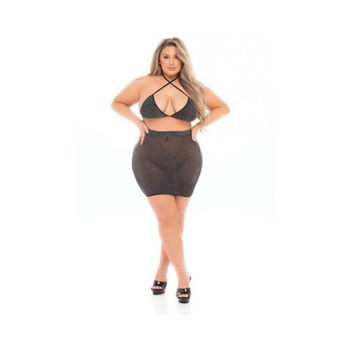Pink Lipstick Black Cherry Strap Halter Bra & Skirt (fits Up To 3x) Black Qn Pink Lipstick Black Cherry Strap Halter Bra & Skirt (fits Up To 3x) Black Qn