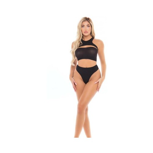 Pink Lipstick Divine Bandeau, Harness Top, & High Waist Thong Black O/s Pink Lipstick Divine Bandeau, Harness Top, & High Waist Thong Black O/s