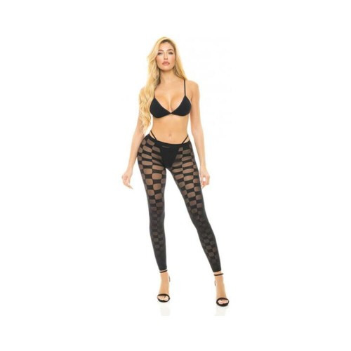 Pink Lipstick Checkered Up Bra & Leggings Black O/s Pink Lipstick Checkered Up Bra & Leggings Black O/s