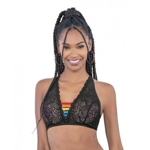 Pride Lace Rainbow Strappy Top Black O/s Pride Lace Rainbow Strappy Top Black O/s