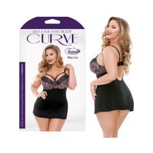 Curve Josephine Cutout Molded Leopard Print Chemise & G-string Rose Leopard 1x/2x Curve Josephine Cutout Molded Leopard Print Chemise & G-string Rose Leopard 1x/2x