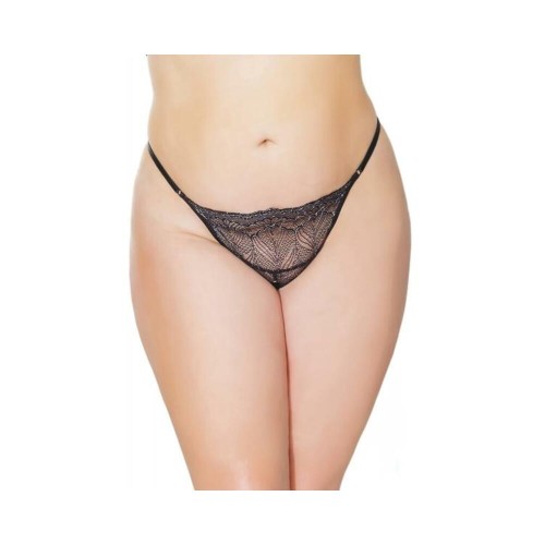 Holiday Metallic Scallop Stretch Lace Crotchless Panty Black/silver Os/xl Holiday Metallic Scallop Stretch Lace Crotchless Panty Black/silver Os/xl