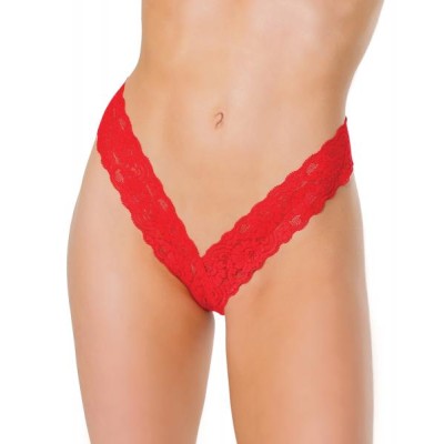 Holiday Scallop Stretch Lace High Leg Thong Red O/s Holiday Scallop Stretch Lace High Leg Thong Red O/s