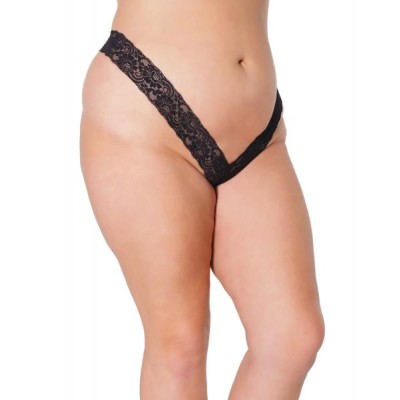 Holiday Scallop Stretch Lace High Leg Thong Black Os/xl Holiday Scallop Stretch Lace High Leg Thong Black Os/xl