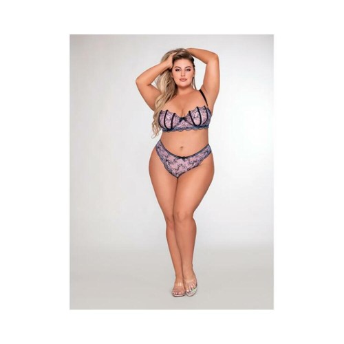 Dreamgirl Shell Bra And Matching G-string Set Lavender 3x Dreamgirl Shell Bra And Matching G-string Set Lavender 3x