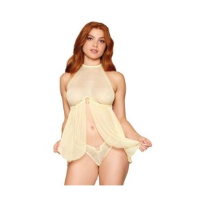 Polka Dot & Mesh Babydoll Daffodil O/s