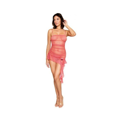 Sparkle Stretch Mesh Chemise W/ Shirring Watermelon O/s Sparkle Stretch Mesh Chemise W/ Shirring Watermelon O/s