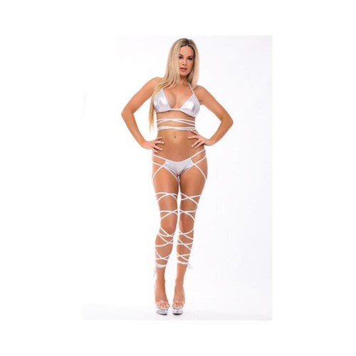 Lace Up Lover Bra Set Silver M/l Lace Up Lover Bra Set Silver M/l