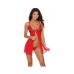 Mesh & Lace Tie Front Babydoll W/g-string Red Sm Mesh & Lace Tie Front Babydoll W/g-string Red Sm
