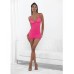 Neon Honeycomb Chemise W/strappy Back & G-string Neon Pink Xl Neon Honeycomb Chemise W/strappy Back & G-string Neon Pink Xl