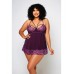 Cross Dye Lace & Microfiber Babydoll & G-string Purple 1x Cross Dye Lace & Microfiber Babydoll & G-string Purple 1x