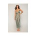 Eyelash Lace & Satin Long Chemise W/g-string - Sage Green Lg Eyelash Lace & Satin Long Chemise W/g-string - Sage Green Lg